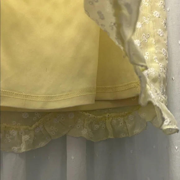 Altar'd State Skirt Women’s L Yellow Floral Mini Ruffle Eyelet Feminine - Picture 9 of 10
